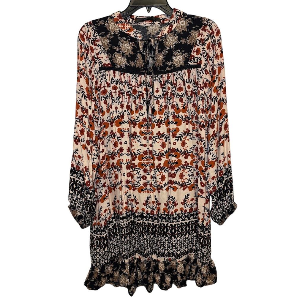 Anthropologie Azel Hazel Dress Womens Large Tiered Boho Floral Festival Flowy